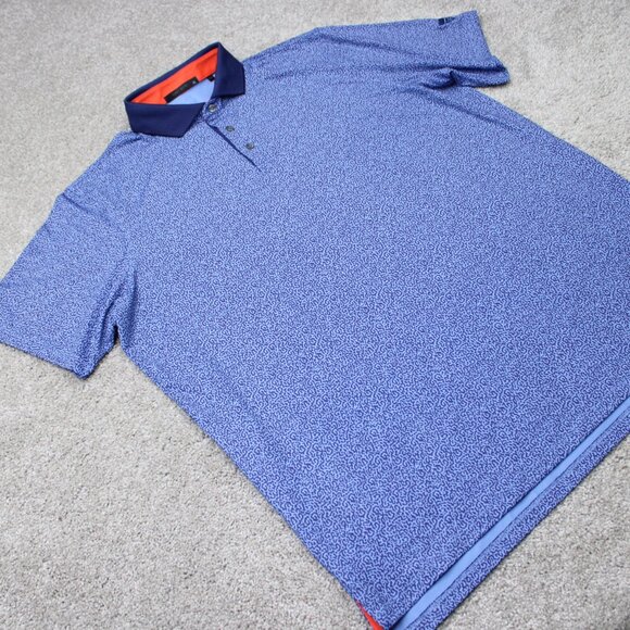 Greyson Polo Shirt Mens XL Blue Geometric Golf Polyester Stretch Short Sleeve - Picture 8 of 14